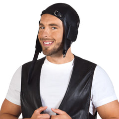 Chapeau Aviateur en simili cuir / Casque Pilote Noir / La Maison Du Déguisement