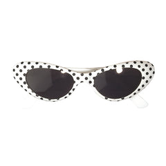 Lunettes Blanches Années 50 Rock'n'Roll à Pois Noir / Lunettes Sandy, Années 60 à Pois / La Maison Du Déguisement