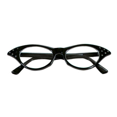 Lunettes Noir Années 50 Rock'n'Roll Avec Strass / Lunettes Sandy, Années 60 Noir / La Maison Du Déguisement