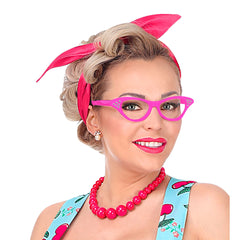 Lunettes Rose Années 50 Rock'n'Roll Avec Strass / Lunettes Sandy, Années 60 Rose / La Maison Du Déguisement