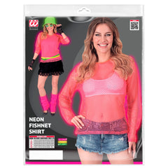 T-shirt Filet Fluo Rose / Top filet Fluo Années 80 Rose / Chemise Filet 80s fluo Rose / La Maison Du Déguisement