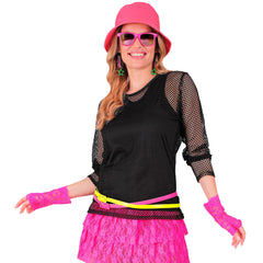 Haut Filet Année 80 Femme / T-shirt Punk Noir Femme / T-shirt en Résille Rocker Femme / La Maison Du Déguisement