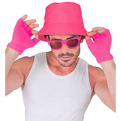Gants Sans Doigts Rose Néon / Mitaines Sans Doigts Rose Fluo / La Maison du Déguisement