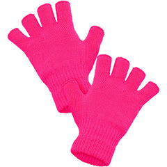Gants Sans Doigts Rose Néon / Mitaines Sans Doigts Rose Fluo / La Maison du Déguisement