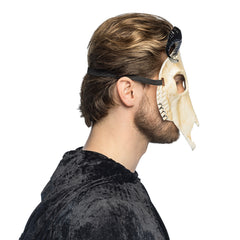 Masque De Squelette Demon Bête Beige Avec Cornes Noir / Masque Diable Avec Cornes / La Maison Du Déguisement