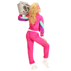 Déguisement Tenue Survêtement Disco Années 80s Rose Femme / Costume Tenue Jogging Disco Année 80 Rose Femme / La Maison Du Déguisement