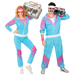 Déguisement Tenue Survêtement Disco Années 80s Bleu Femme / Costume Tenue Jogging Disco Année 80 Bleu Femme / La Maison Du Déguisement