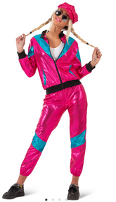 Location Déguisement Années 80 Survêtement Rose Luxe / Location Costume Jogging année 80 Rose Fluo / La Maison Du Déguisement