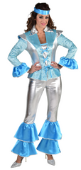 Location Déguisement Abba Disco Queen Bleu / Location Costume Disco Bleu Abba Luxe / La Maison Du Déguisement
