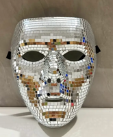 Masque Miroir Disco Elégant Argent / Loup Miroir Argent / Demi Visage Boule à Facettes Disco / La Maison Du Déguisement