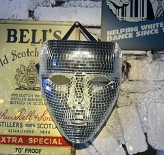 Masque Miroir Disco Elégant Argent / Loup Mirroir Argent / Demi Visage Boule à Facettes Disco / La Maison Du Déguisement