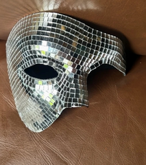 Masque Miroir Disco Phantôme of the Opera Argent / Loup Boule Disco Fantôme de Opéra Argent / Demi-masque Boule à Facettes Disco Fantôme de l'Opéra / La Maison Du déguisement