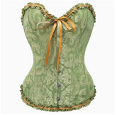 Corset Vert Vintage Avec Accents Dorée / Costume Bustier Marquise Vert Luxe / Corsage sans manches vert victorien / La Maison Du Déguisement