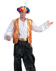 Gilet Satiné Dorée / 1001 Nuits Veste Or / Veste Orientale Aladdin OR / La Maison Du Déguisement