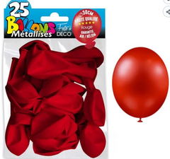 25 Ballons Métallisés Rouge / Lot 25 Ballons Métallisés Rouge / La maison Du Déguisement