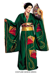 Location Déguisement Japonaise Vert Adulte / Location Costume Kimono Geisha Femme / La Maison Du Déguisement