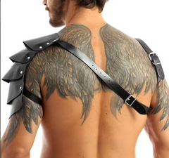 Armure D'épaule De Guerrier En Cuir Noir Luxe / Ensemble de 1 pièce Armure d'épaule médiévale en simili-cuir Adulte / La Maison Du Déguisement