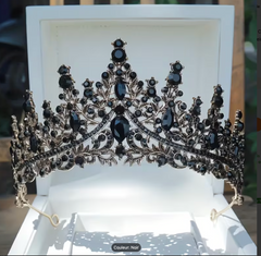 Couronne Halloween Strass Alliage Métal Noir / Couronne Démon Noir / Diadème Gothique Halloween Métal / Diadème Reine Noire Métalique / La Maison Du Déguisement