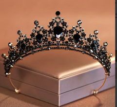 Couronne Mariée Adornée de Strass Métal Noir / Couronne Démon Noir / Diadème Gothique Halloween Métal / Diadème Reine Noire Métalique / La Maison Du Déguisement