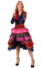 Location Déguisement Robe Fête de carnaval Jas Dames Adulte / Location Costume Veste Flowers Dame Carnaval Multicolores / La Maison Du Déguisement