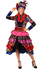 Location Déguisement Robe Fête de carnaval Jas Dames Adulte / Location Costume Veste Flowers Dame Carnaval Multicolores / La Maison Du Déguisement