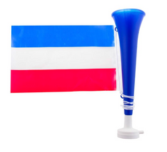 Corne de l'air Allez France / Trompette Bleu, Blanc, Rouge Avec Drapeau / Corne de Supporter Football France / La Maison Du Déguisement
