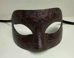 Loup Vénitien en Cuir Marron / Masque Venise en Cuir Marron / La Maison du déguisement