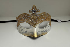 Loup Vénitien Blanc et Argent / Masque Venise Blanc et Argent / La Maison Du déguisement