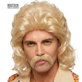 Perruque Disco Année 70s Blonde avec Moustache / Perruque Disco Année 80s Blonde avec moustache / La Maison Du Déguisement
