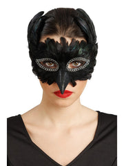 Masque Corbeau Plumes Noir / Demi Masque Noir avec Plumes / Loup Corbeau Plumes Noir / La Maison Du Déguisement
