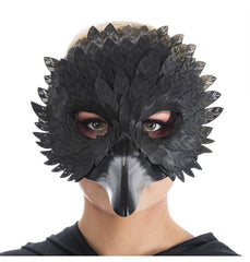 Masque Médecin De La Peste Noir Avec Plumes Simili Cuir / Masque D'oiseau Noir Avec Plumes Simili Cuir / La Maison Du Déguisement