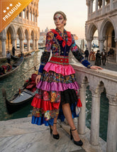 Location Déguisement Robe Fête de carnaval Jas Dames Adulte / Location Costume Veste Flowers Dame Carnaval Multicolores / La Maison Du Déguisement