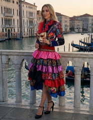 Location Déguisement Robe Fête de carnaval Jas Dames Adulte / Location Costume Veste Flowers Dame Carnaval Multicolores / La Maison Du Déguisement