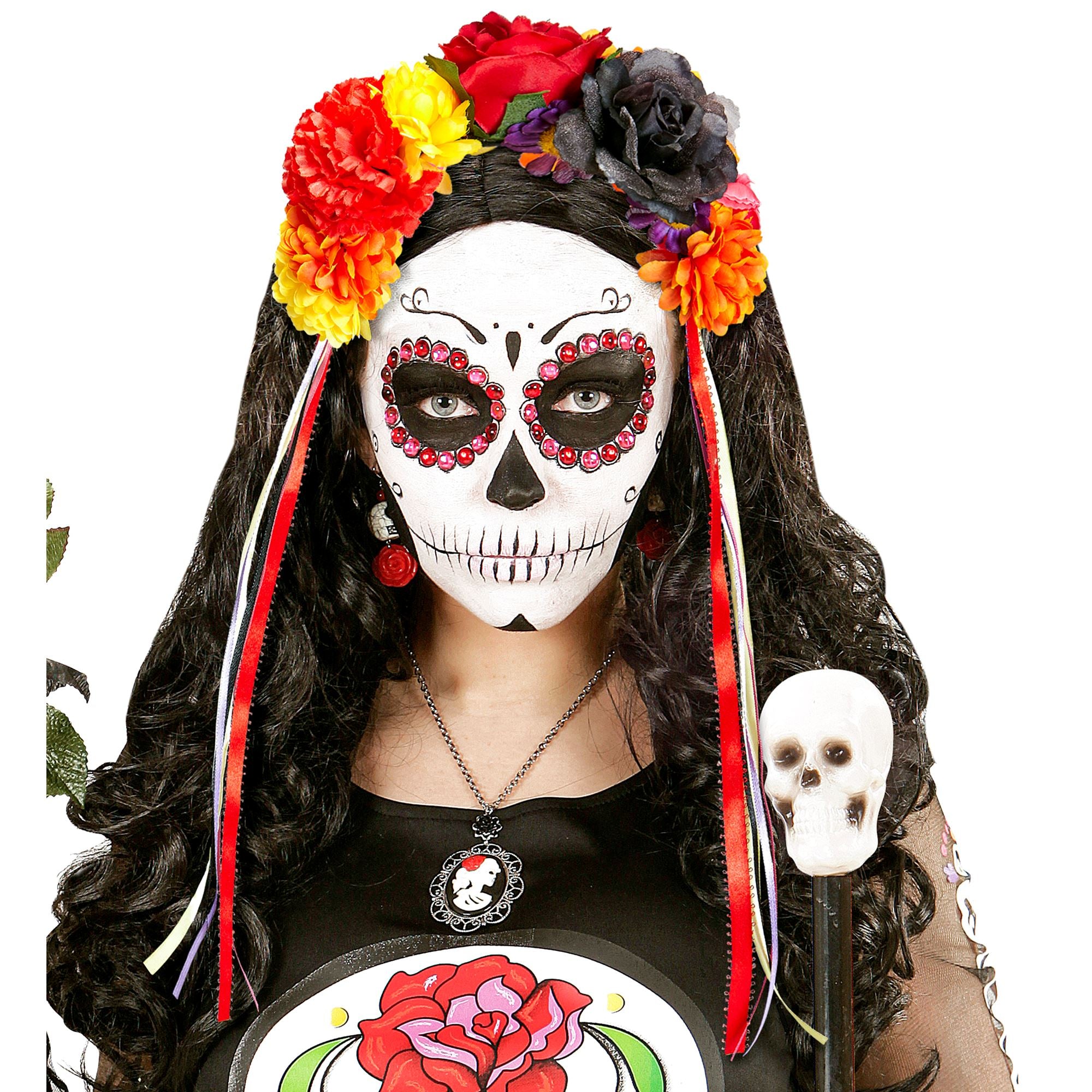 Serre tête Fleurs Avec Rubans Multicolore / Bandeau à Fleurs Jours des morts Mexicain / La Maison Du Déguisement