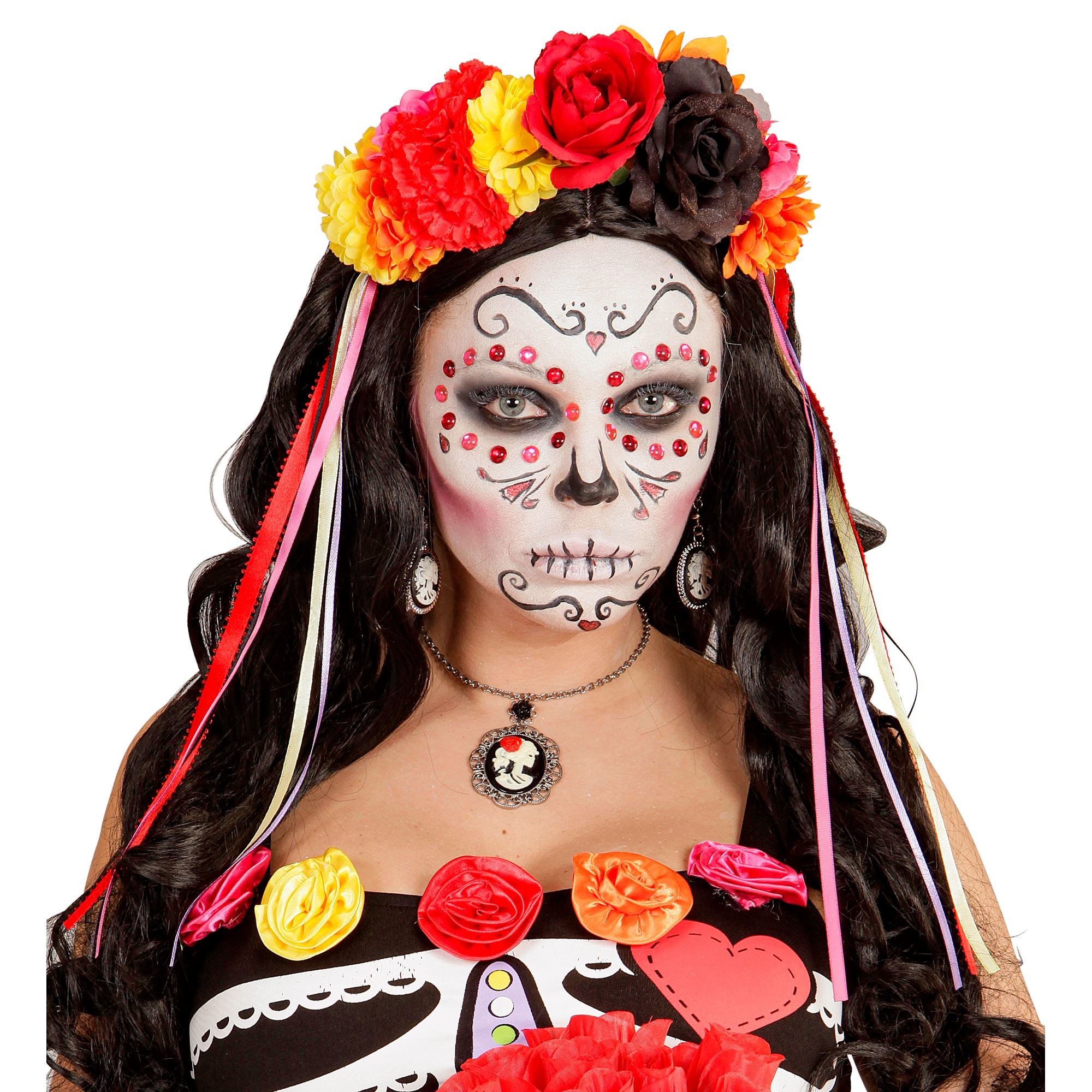 Serre tête Fleurs Avec Rubans Multicolore / Bandeau à Fleurs Jours des morts Mexicain / La Maison Du Déguisement