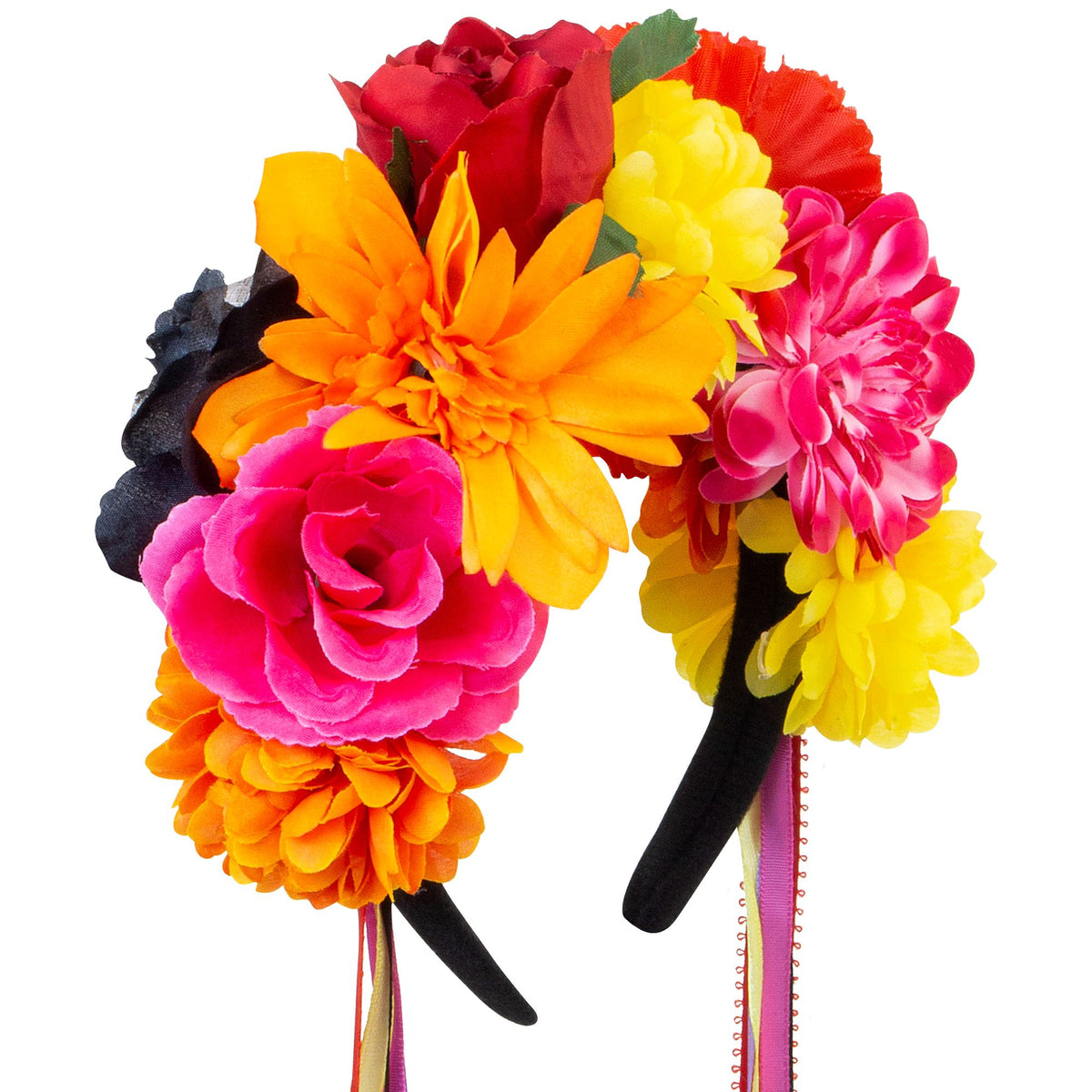 Serre tête Fleurs Avec Rubans Multicolore / Bandeau à Fleurs Jours des morts Mexicain / La Maison Du Déguisement