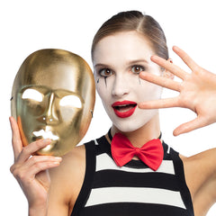 Masque Mime Visage Doré / Masque Neutre Or Avec Front / La Maison Du Déguisement