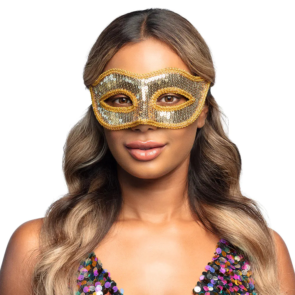 Loup Vénitien Sequins Doré / Masque Venice Sequins Or / La Maison du Déguisement