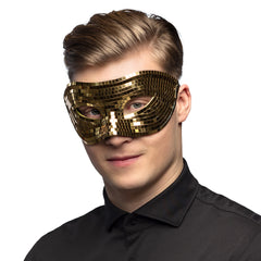 Loup miroir Doré / Masque Boule à Facettes Disco Or / La Maison du Déguisement