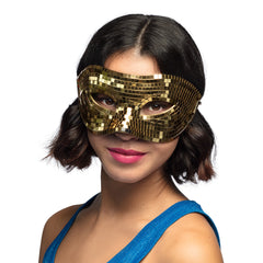 Loup miroir Doré / Masque Boule à Facettes Disco Or / La Maison du Déguisement