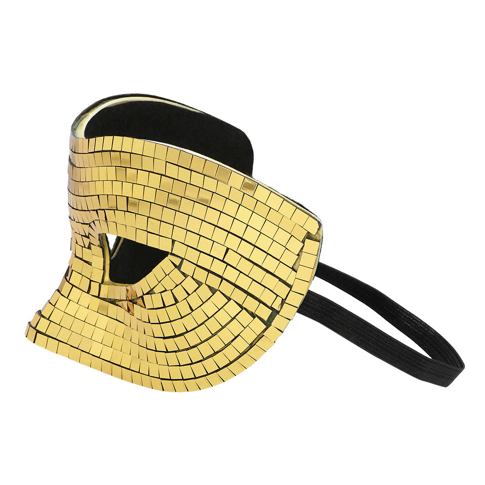Loup miroir Doré / Masque Boule à Facettes Disco Or / La Maison du Déguisement