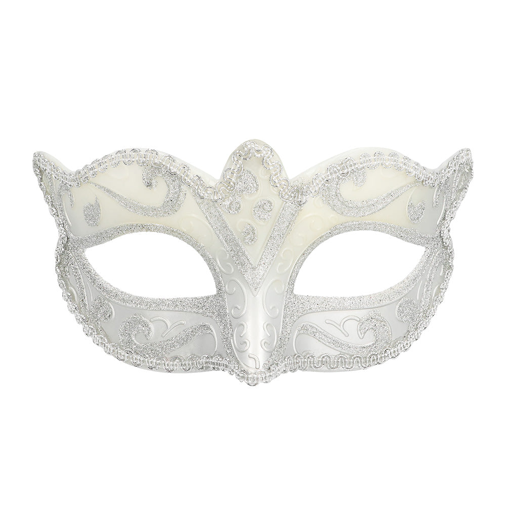 Masque Vénitien Paillettes Argent /  Loup venise féline Argent / La Maison du Déguisement