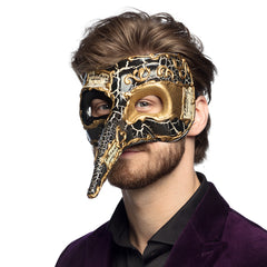 Loup Vénitien long nez Noir / Masque de Yeux Venice Noir / Loup Grand Bec Noir Luxe / La Maison du Déguisement