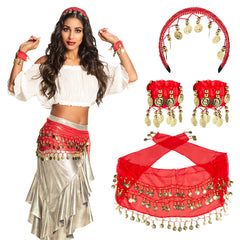 Set Danse Orientale Rouge / Kit Belly Danse Rouge / Set Danseuse du ventre / La Maison du Déguisement