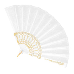 Eventail Dentelle Blanc / Éventail Brodé Blanc / La Maison Du Déguisement