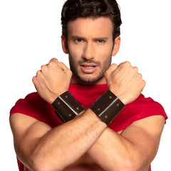 Paire De Bracelets Roman En Simili Cuir / Set 2 Bracelets Roman / Bracelets Gladiateur Marron / La Maison Du Déguisement
