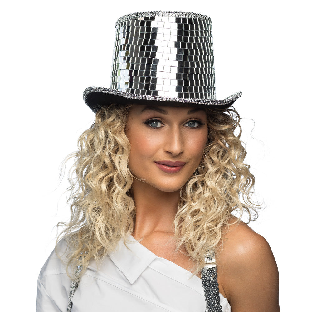 Chapeau Disco Haut De Forme / Chapeau Miroir Argent / La Maison Du Déguisement