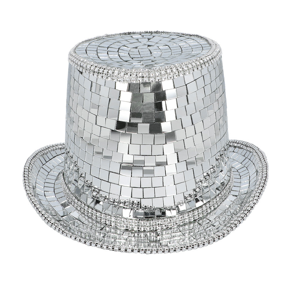 Chapeau Disco Haut De Forme / Chapeau Miroir Argent / La Maison Du Déguisement