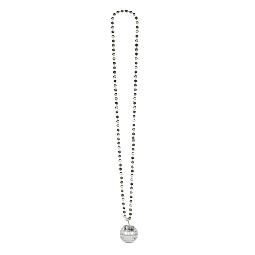 Collier Boule Disco Led Argent / Collier Pendentif Boule Disco Lumineux Argent / La Maison Du Déguisement