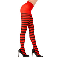 Collant Opaque Abeille Rayées Rouge et Noire / Collant Halloween Rouge et Noir / La Maison Du Déguisement